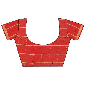 Red Printed Cotton Silk Saree With Blouse 4