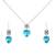 Flower Heart Blue Crystal Necklace Set