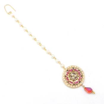 Pink Stone Maang Tikka 1