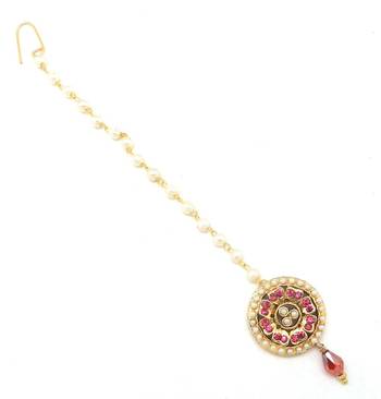 Pink Stone Maang Tikka 2