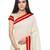 White plain cotton silk saree with blouse