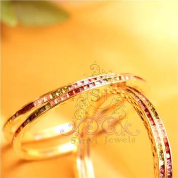 Multicolour Gold Plated Semi Precious Bangles 3