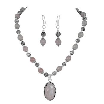 Rose Quartz Necklace Set With Assorted Pendants 1