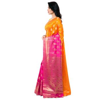 Multicolor printed kanchipuram silk saree with blouse 3