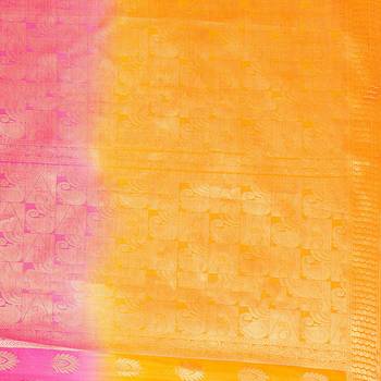 Multicolor printed kanchipuram silk saree with blouse 4