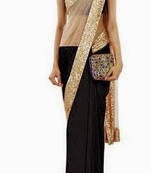 Striking Black & Gold half half Saree