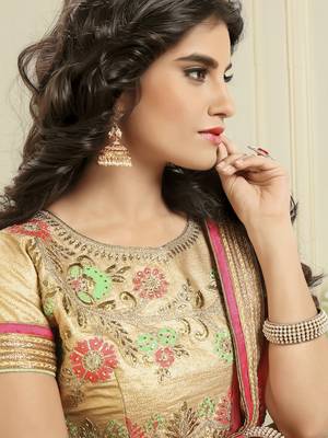 Green Embroidered Art Silk Semi Stitched Lehenga 3