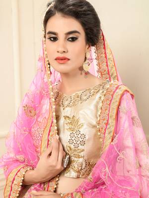 Orange Embroidered Silk Semi Stitched Lehenga 3