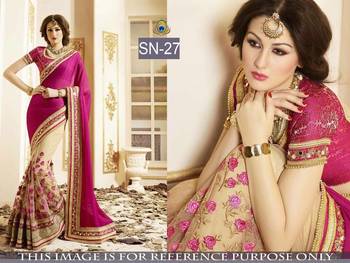 Maroon embroidered georgette saree with blouse 1