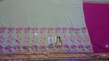 Maroon embroidered georgette saree with blouse 4