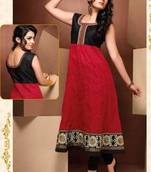 Designer Exclusive Anarkali Black/Red Cotton Long Kurta Kurti Fusion Dressing SC902