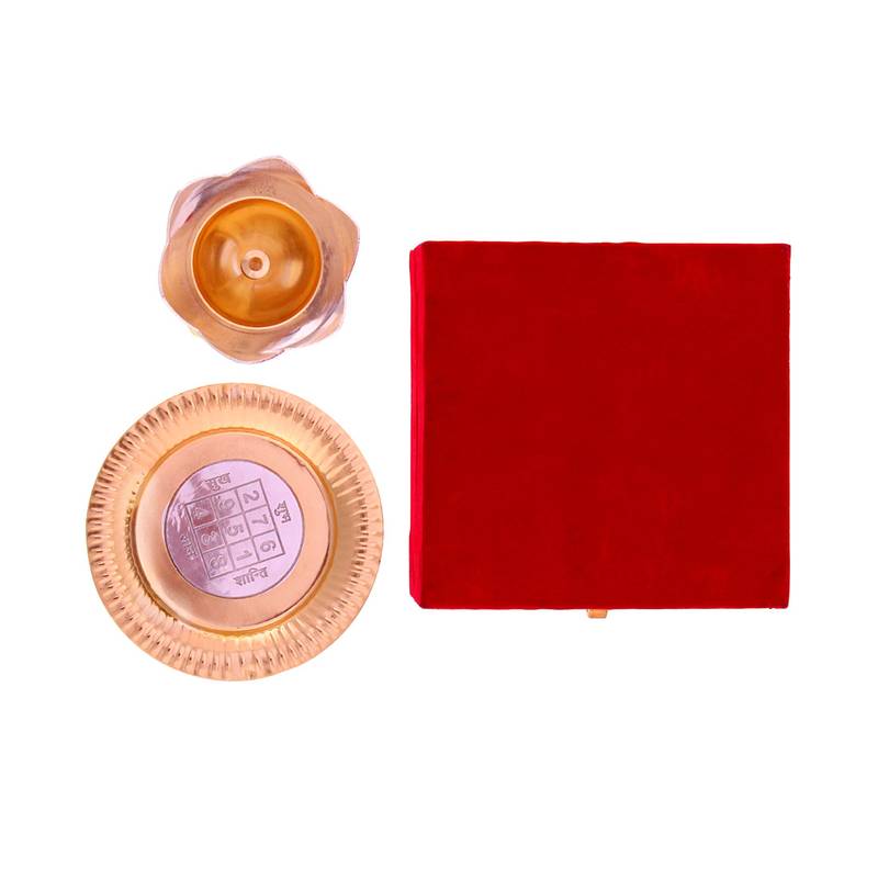 Gold Silver Akhand Jyot Diya Plate Handicraft Gift Item