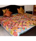 Brocade Square Pattern Bed Set  Green Border