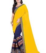 Yellow Embroidered Georgette Saree With Blouse