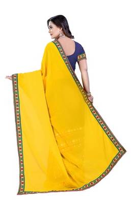 Yellow Embroidered Georgette Saree With Blouse 2