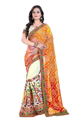 Orange Embroidered Georgette Saree With Blouse 1