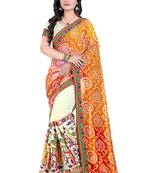 Orange Embroidered Georgette Saree With Blouse