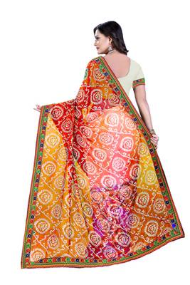 Orange Embroidered Georgette Saree With Blouse 2