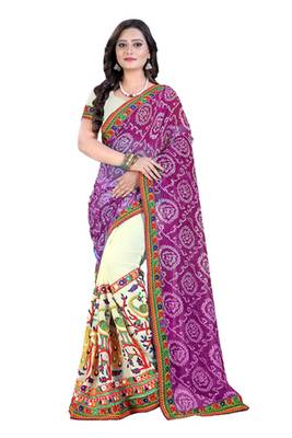 Purple Embroidered Georgette Saree With Blouse 1