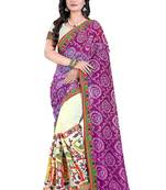 Purple Embroidered Georgette Saree With Blouse