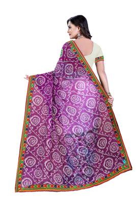 Purple Embroidered Georgette Saree With Blouse 2