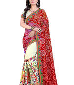 Red Embroidered Georgette Saree With Blouse