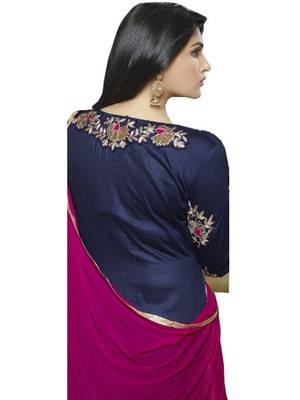 Blue embroidered cotton unstitched salwar with dupatta 3
