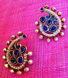 Pearl Paisley With Festive Meenakari Blue Colourful Stone Indian Pearl Paisley With Festive Meenakari Blue Colourful Stone Indian Vintage Earring V16 Online
