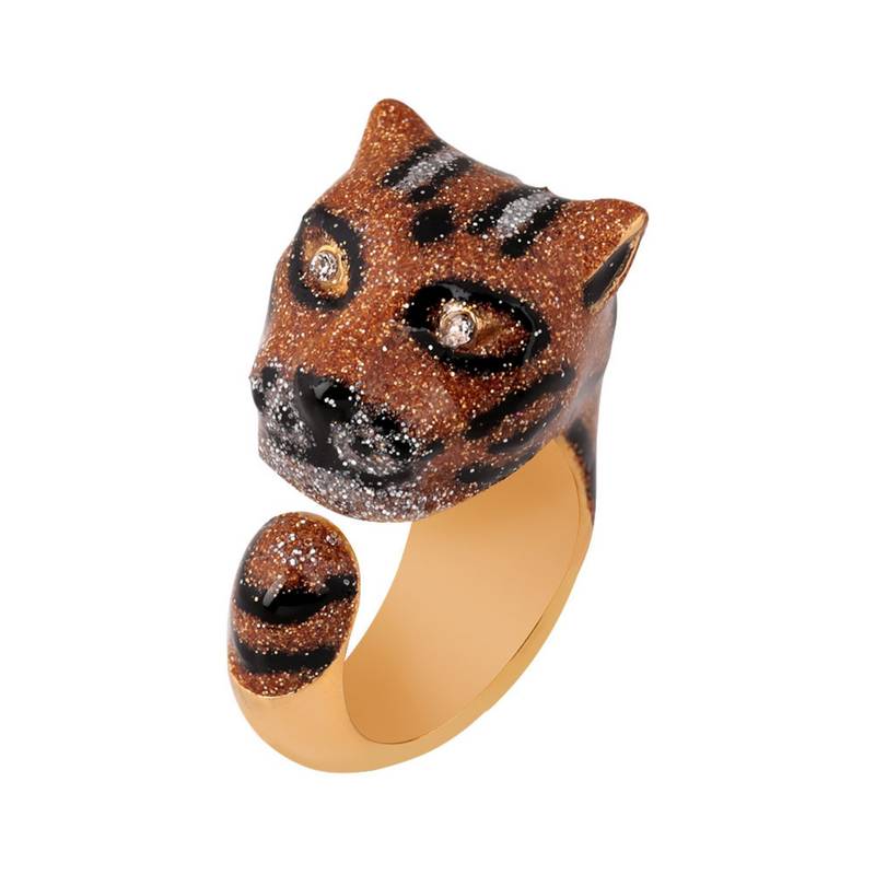 Gold color tiger ring for women
