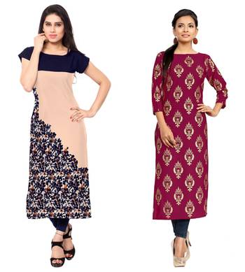 multicolor printed crepe stitched kurti 1
