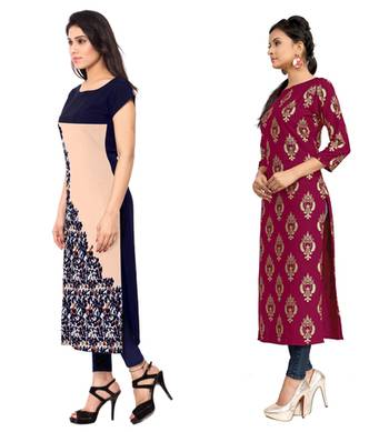 multicolor printed crepe stitched kurti 2