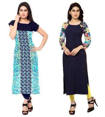 multicolor printed crepe stitched kurti 1