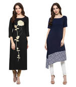 multicolor printed crepe stitched kurti