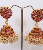  Round Stud Stone Layered Jumka - Purple