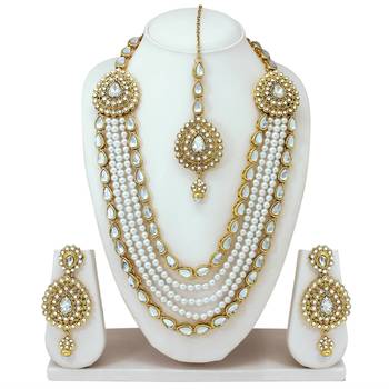 Gold plated stones kundans necklace earrings bollywood party necklace set 1