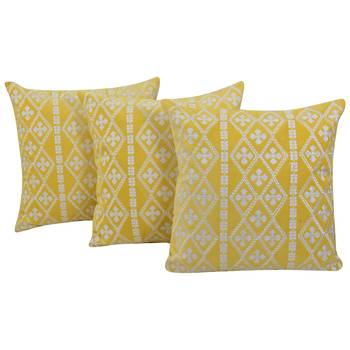 Set Of 3 Velvet Cushion Cover In Yellow Color 1