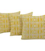 Set Of 3 Velvet Cushion Cover In Yellow Color