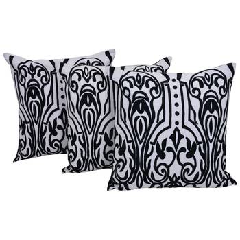 Set Of 3 Cotton Cushion Cover In White And Black 1