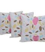 Set Of 3 Embroidered Cotton Cushion Cover