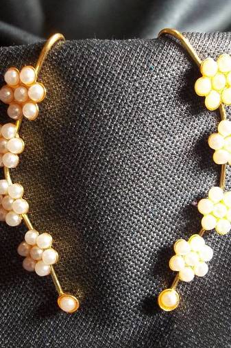 White Pearl ear cuff-wrap earring