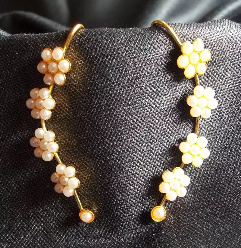 White Pearl ear cuff-wrap earring