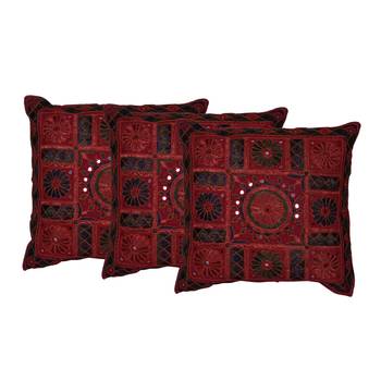 Set Of 3 Mirror Work Cushion Cover 1