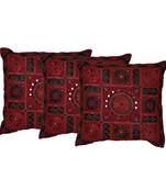 Set Of 3 Mirror Work Cushion Cover
