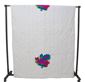White Blanket With Flower Prints Quilt Queen Size Jaipuri Razai 2