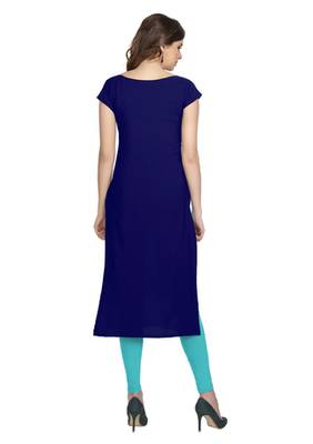 blue faux crepe crepe stitched kurtis 3