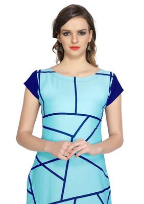 blue faux crepe crepe stitched kurtis 4