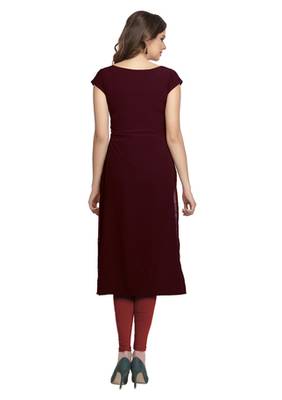 maroon geometric print crepe stitched kurtis 3