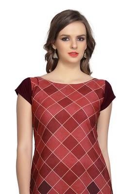 maroon geometric print crepe stitched kurtis 4
