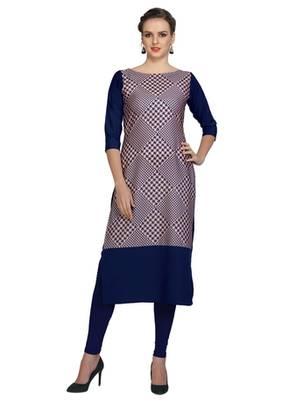 blue faux crepe crepe stitched kurtis 1