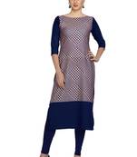 blue faux crepe crepe stitched kurtis